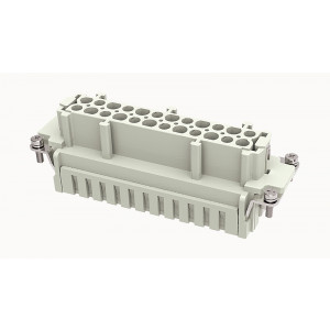 Розеточная контактная вставка DE-024-FC, Розеточная контактная вставка, обжимная фиксация, 24 полюса + PE, типоразмер 24B, 500V, 16A, (обжимные контакты поставляются отдельно)