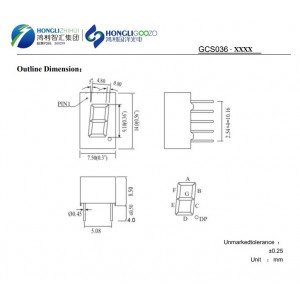 GCS036BY21-4.0, 1 разрядный индикатор 9,1мм/желтый/588нм/80-105мкд/ОА