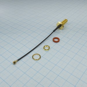 897615370, РЧ / Коаксиальный кабель 105.5мм в сборке, Гнездо SMA с Гайкой, Прямой Штекер MCRF, 1.13мм, 50 Ом, 3.94 "