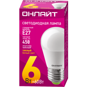 Лампа светодиодная 71 645 OLL-G45-6-230-2.7K-E27 6Вт шар 2700К тепл. бел. E27 450лм 220-240В 71645