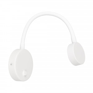 Светильник SP-SON-R90-3W Warm3000 (WH, 100 deg, 230V) 031395, Накладной настенный светильник 3Вт, белый алюминиевый корпус. Цвет ТЕПЛЫЙ БЕЛЫЙ 3000K, св.поток 180лм, CRI(Ra)>80, угол 100°. Размер Светильник O65,2х20,7мм; Основание  O99,5х25,5мм; Гибкий кронштейн O10х350мм. IP20. Питание AC220-240V, 3Вт, встроенный др