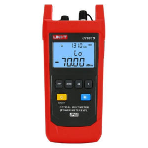UT693D, Оптический измеритель мощности -70…10 дБм, визуальный дефектоскоп, коннектор: FC/SC/ST. Длина волны: 650±10 нм. Мощность: 10 мВт (измеряемая длина оптоволокна примерно 8…10 км). Режимы: непрерывный/импульсный