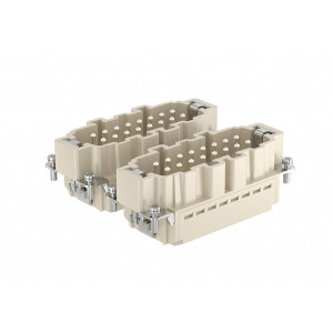 Вилочная контактная вставка HE-032-MS, Вилочная контактная вставка, пружинная фиксация, 32 полюса + PE, типоразмер 32B, 500V, 16A, сечение обслуживаемых проводников 0,14-2,5 мм кв, тип покрытия контактов: серебро