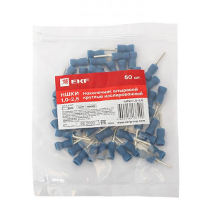 Наконечник штыревой круглый изолированный НШКИ 1.0-2.5 (уп 50шт) PROxima nshki-1.0-2.5