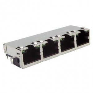 SS-74800-125, Модульные соединители / соединители Ethernet 1 x 4 Mid-Plane Jack Green LEDs 1G0.125IN
