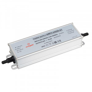 Блок питания ARPV-24250-A1 (24V, 10.4A, 250W) 031514, Источник напряжения с гальванической развязкой для светодиодных изделий. Входное напряжение 200-240 VAC. Выходные параметры: 24 В, 10.4 А, 250 Вт. Встроенный PFC >0.5. Герметичный алюминиевый корпус IP 67. Рабочая температура -40…+70C?. Габаритные размеры