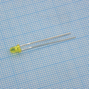L-1154YT, Светодиод 3мм/желтый/588нм/8-20мкд/прозрачный желтый/50°