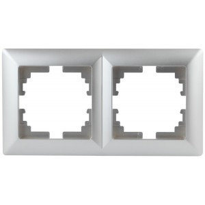 Рамка для розеток и выключателей Solo 4-502-03 на 2 поста, СУ, алюминий Б0043412