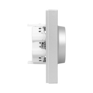 Механизм розетки двойной, 16А, с заземлением, без шторок, с рамкой, алюминий Эпика EKF UP1-SOA-210