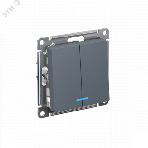 Выключатель 2-кл. СП AtlasDesign 10А IP20 (сх. 5а) 10AX с подсветкой механизм грифель SE ATN000753