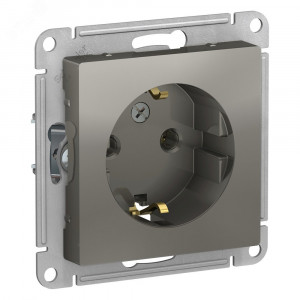 Розетка 1-м СП AtlasDesign 16А IP20 с заземл. механизм сталь SE ATN000943
