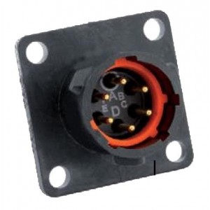 UTS010E6S, Стандартный цилиндрический соединитель 6P Sckt Receptacle Square Flange Sz 10E
