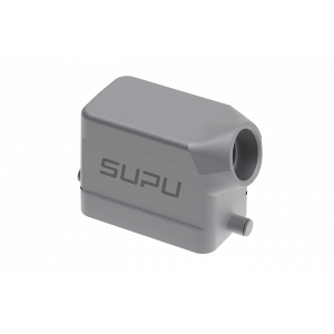 Крышка разъема S10B-SE-2B-M20, Крышка разъема на кабель, типоразмер 10B, без уплотнителя, 1 отверстие с резьбой для кабельных вводов M20x1,5, с боковым расположением, без защелки (упоры под одну защелку), материал корпуса: алюминиевый сплав