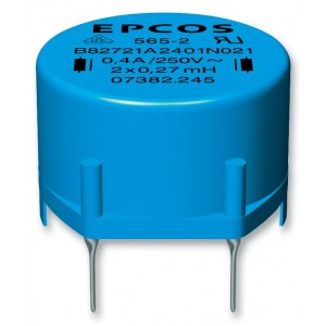 B82721A2401N021, Синфазный дроссель двухобмоточный 27мГн 10кГц 0.4A 1.7Ом монтаж в отверстие автомобильного применения коробка