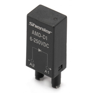 Модуль AMD-D 6-250V DC, Модуль для реле, 6 - 250VDC, диод (-А1/+А2), цвет: черный, для колодок: SRU, SKF14, SKC, SKB, STB, SRC*-E, SRB, GZT, GZM, GZS, GZMB, ES32