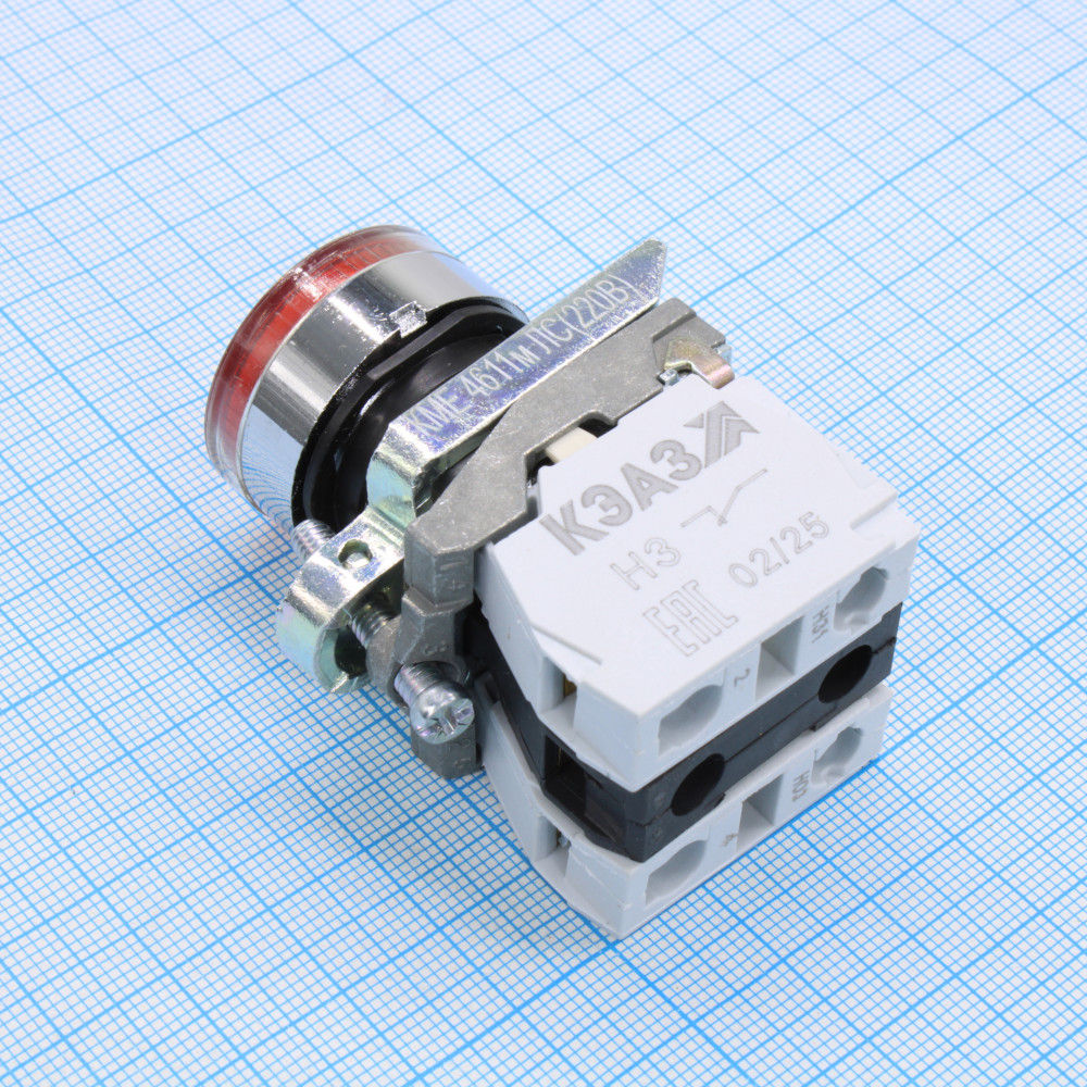 Изображение товара Кнопка КМЕ4611мЛС-220В-красный-1но+1нз-цилиндр-IP65- 332057