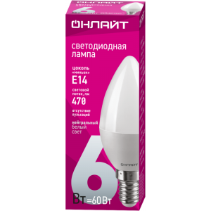 Лампа светодиодная 71 629 OLL-C37-6-230-4K-E14-FR 6Вт свеча 4000К нейтр. бел. E14 470лм 220-240В 71629