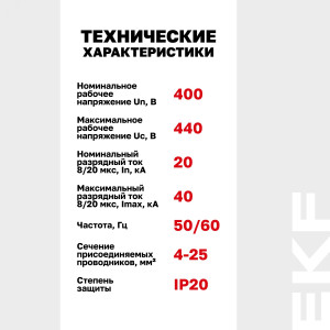 Ограничитель импульсных напряжений ОПВ-C/1P In 20кА 385В с сигн. PROxima opv-c1