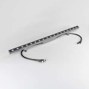 Светодиодный прожектор AR-LINE-1000S-18W-24V RGB (Grey, 30 deg, DMX512) 023623, Ультратонкий линейный светодиодный прожектор. Мощность 18W, напряжение питания DC 24V. Светодиоды EPILED 18 штук. Цвет светодиодов RGB, управление по протоколу DMX512, угол рассеивания 30°. Корпус: алюминиевый сплав и армированное стекло.