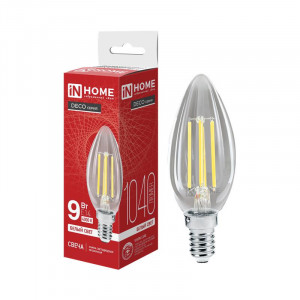 Лампа светодиодная LED-СВЕЧА-deco 9Вт свеча прозрачная 4000К нейтр. бел. E14 1040лм 230В 4690612026206