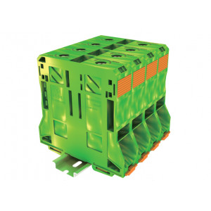 Заземляющая клемма TAPO95-2-PE, Заземляющая клемма, тип фиксации провода: пружинный, номинальное сечение: 95 мм кв., ширина: 25 мм, цвет: желто-зеленый, тип монтажа: DIN35