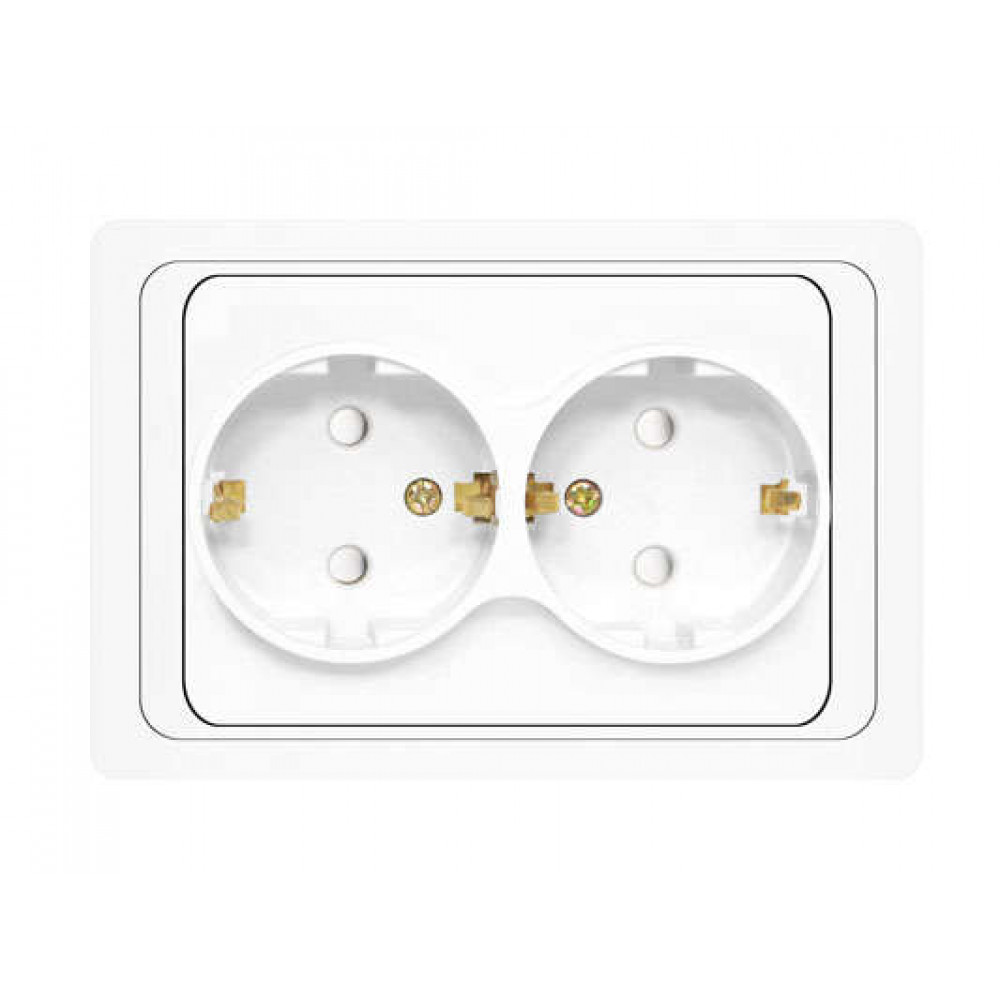 Изображение товара Розетка 2-м СП Валери 16А IP20 с заземлительной защитой белая