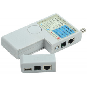 ITK Тестер для витой пары 4в1 RJ45/RJ11/BNC/USB с элем. пит. (кр.1шт) [WH3468]