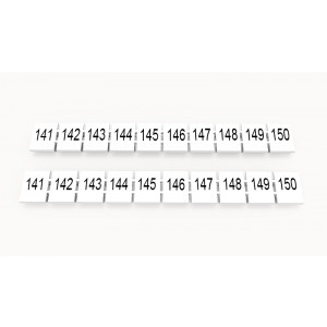 Маркировка (в кассетах) ZB8-10P-19-20Z(H), Кассета с маркировочными шильдиками, для клемм сечением 6 мм.кв., верхняя, 10 шильдиков, нанесенные символы: 141...150, с вертикальным расположением, размер шильдика: 7,45 x 10,7 мм, цвет: белый