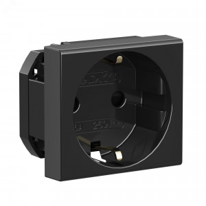 Розетка 1-м 2мод. Viva 16А IP20 2P+E с заземл. защ. шторки черн. 45205