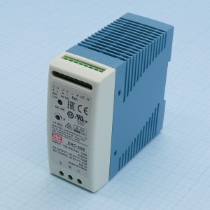DRC-40B, AC-DC с функцией UPS, 40Вт, вход 90...264В АС/127...370В DC, выход1: 27.6В/0…1.45 (0.95 ном.) А, выход зарядного устройства 27.6В/0.5А, изоляция 3000В АС, в корпусе 40х90х100мм, -30...+70°С