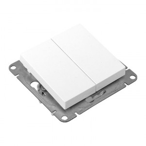 Механизм выключателя, двухклавишный, кнопочный, белый Эпика EKF UP1-SWW-23