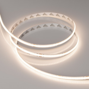 Лента COB-X320-8mm 24V Warm3500(8 W/m, IP20, CSP, 5m) 044584, Лента COB сплошной засветки без видимых светодиодов. Светодиоды CSP 320 шт/м. Цвет свечения ТЕПЛЫЙ 3500K, высокий индекс цветопередачи CRI>90, световой поток 640 лм/м, угол 175°. Мощность 8 Вт/м, питание 24 В. Размеры 5000х8х2 мм. Мин.отрезок 50 мм. Скотч