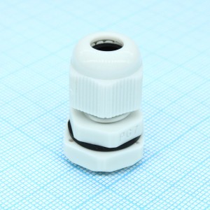 Кабельный ввод PG-07G, Кабельный ввод, PG7, диапазон зажимаемых проводников: 3,6 - 6 мм, SW 14 мм, IP68, материал: пластик, цвет: серый