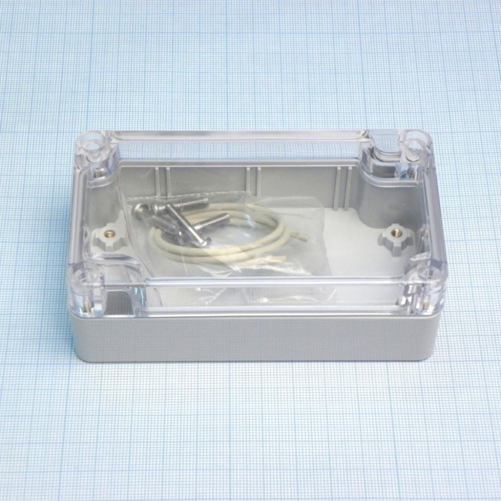 Изображение товара Корпус G203C из поликарбоната светло-серого цвета с прозрачной крышкой