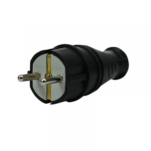Вилка MultiSet 2К+З 16А/250В IP44 прямая каучуковая черн. SE MST4001BK