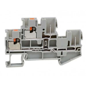 Этажная клемма UJ6-2.5V/2-2, Этажная клемма, 2 этажа, тип фиксации провода: Push-in, номинальное сечение: 2,5 мм кв., 24A, 800V, ширина: 5,2 мм, цвет: серый, тип монтажа: DIN35