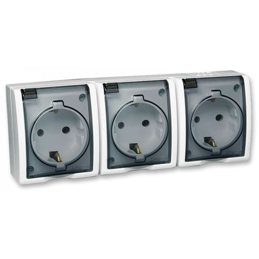 Изображение товара Розетка силовая Simon15 16А IP54 с заземлением и крышкой Винт. клеммы