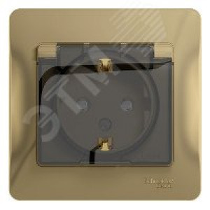 Розетка 1-м СП Glossa 16А IP44 с заземл. защ. шторки с крышкой в сборе титан SE GSL000448