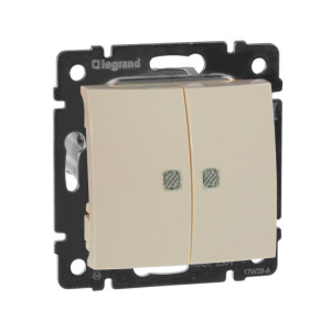 Выключатель 2клав 10A подсв СЛНК VLN 774328