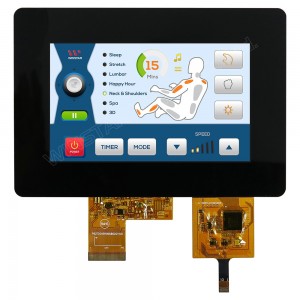 WF50BTIAGDNB0#, TFT 5.0", LED подсветка, 800 x 480, емкостная сенс.панель PCAP, интерфейс USB/I2C для панели, мультитач, встроенный контр. ILI6122+ILI5960, яркость 400 cd/m2, 12 o'clock. -20...+70°C