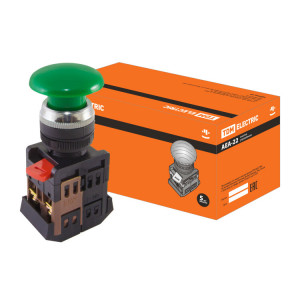 Кнопка AEА-22 "Грибок" зеленый d22мм 1з+1р SQ0704-0016