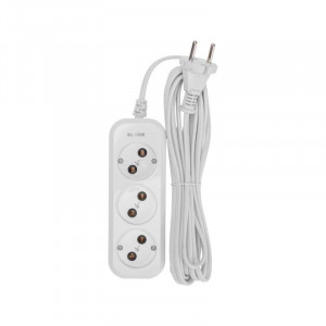 Удлинитель 3 гнезда 5м 2х0.75кв.мм б/з бел. PROCONNECT 13-4207
