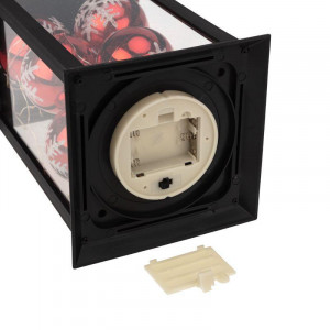 Декоративный фонарь с шариками, черный корпус, размер 14х14х27 см, цвет теплый белый 513-063