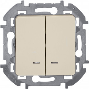 Выключатель 2-кл. Inspiria 10А IP20 250В 10AX с подсветкой/индикацией механизм сл. кость Leg 673631