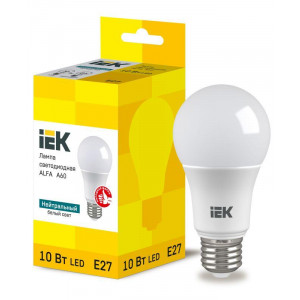 Лампа LED ALFA A60 шар 10Вт 230В 4000К E27 нМ LLA-A60-10-230-40-E27