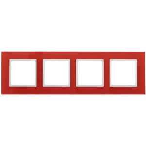 14-5104-23 Рамка на 4 поста, стекло, Elegance, красный+бел (5/25/900) Б0034532