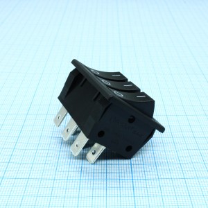 RK1-37 1X1X3 B/B"0-", Выключатель клавишный ON-OFF без подсветки цвет корпуса (черный) цвет кнопки (черный)