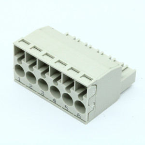 Розетка Wiecon 8113 BFK /6 TOP K WKF, Розеточный разъем, прямой, на кабель, шаг: 5.0 мм, 6 полюсов, фиксация провода пружинная, исполнение: с маркировкой, 400V, 12А, цвет: серый