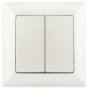 Переключатель Solo 4-107-06 двухклавишный, 10А-250В, IP20, СУ, перламутр Б0053614