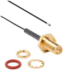 095-902-501-100, Соединения РЧ-кабелей RP SMA Bkhd Jck to AMC4 Plg 100mm